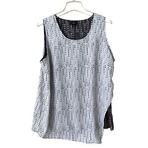 Worthington tank top white and black diamond size PXL diagonal hemline lined